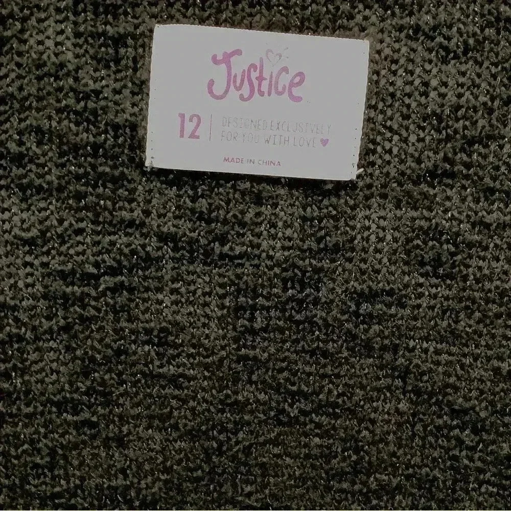 Justice for Girls Size 12 Black Bedazzled Cardigan Sweater (Preowned)